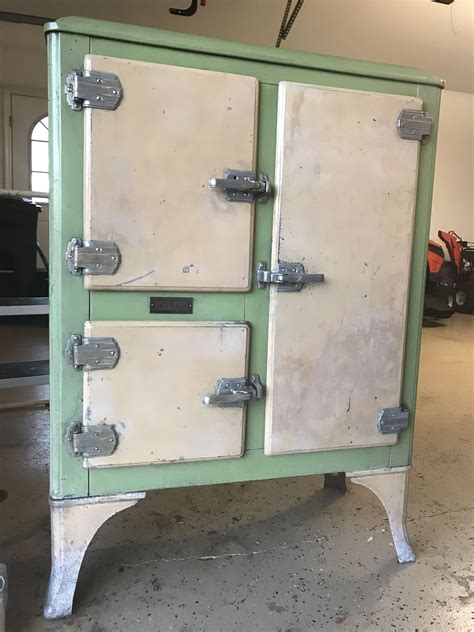 antique metal ice box restoration|ice box 1950s images.